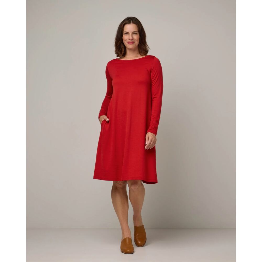 WOOL& Rowena Swing Dress Merino Wool Pomegranate Red Sz 2X {3B32}